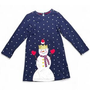 Blue Polka Dot Snowman Girls Dress size 6